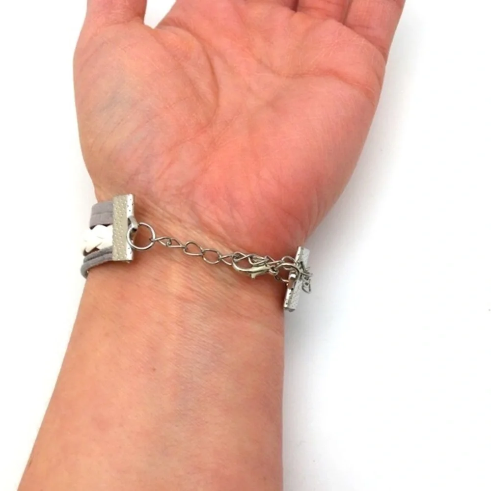 Leather Cord Bracelet with Infinity & Arrow Charms